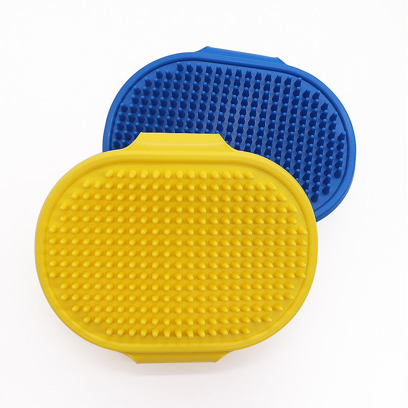 Soft silicone pet bath brush with flexible bristles for dogs and cats