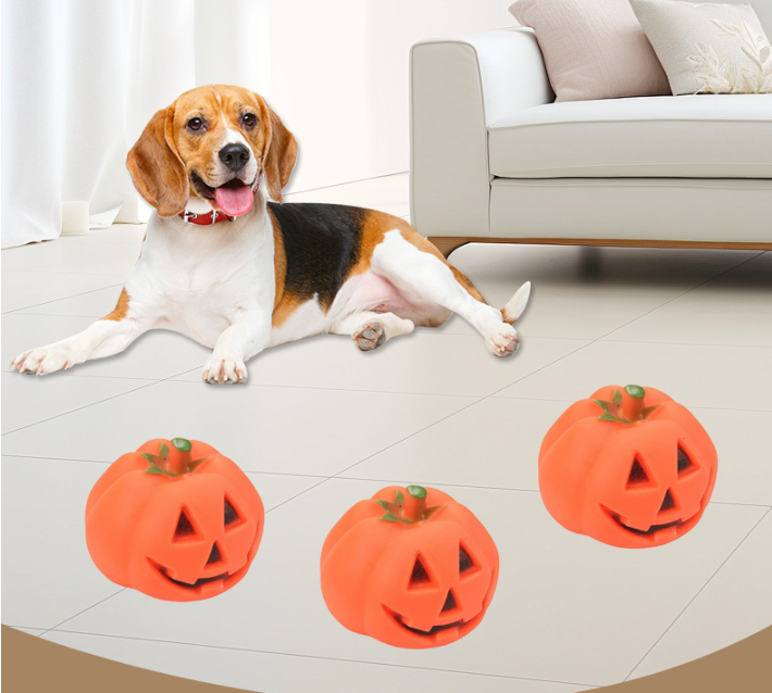 Halloween Pumpkin Interactive Rubber Dog Toy