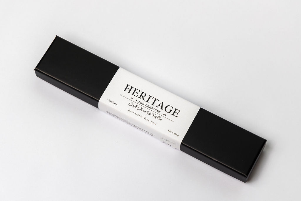 Alternate view of the Heritage Food Crafters 7-piece chocolate truffle gift box on a white background