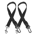 Two black nylon pet leash straps with silver metal clamps, shown on a plain white background.