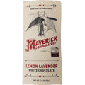Maverick Chocolate Co. lemon lavender white chocolate packaging on a white background