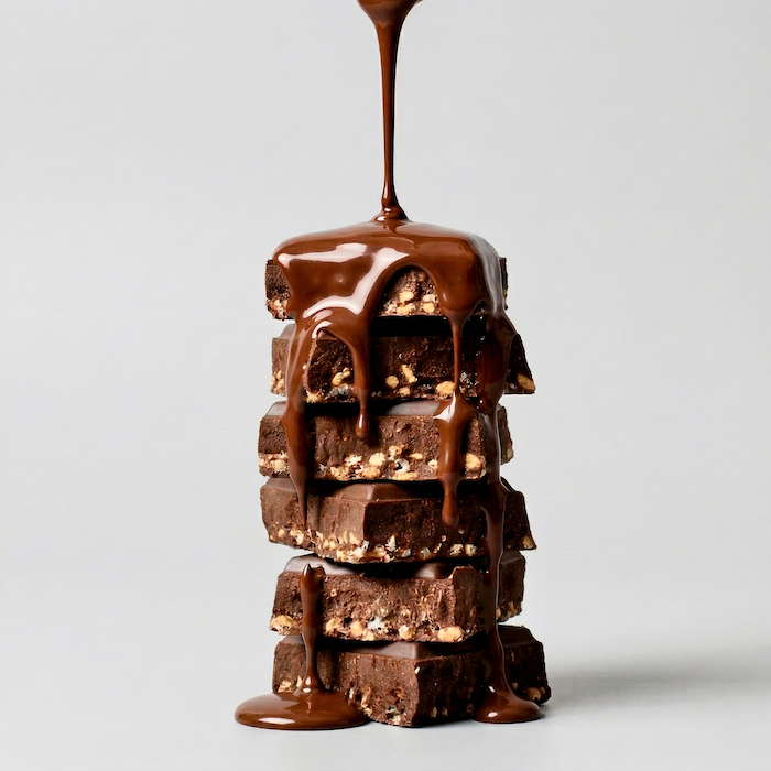 Orange Crunch chocolate-covered treats with a drizzle of chocolate by Elements Truffles
