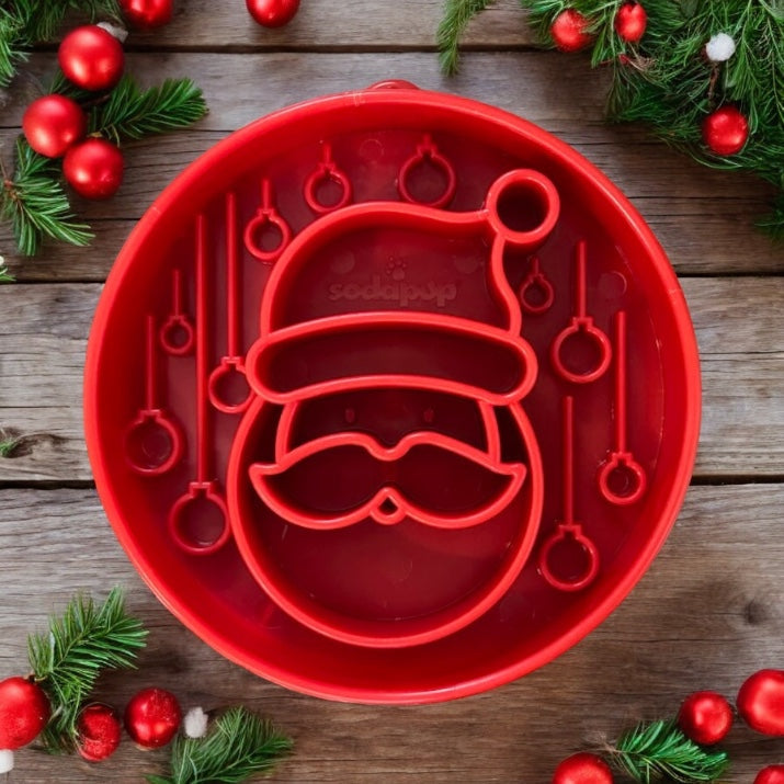 Santa Christmas eBowl Deep Slow Feeder Dog Bowl